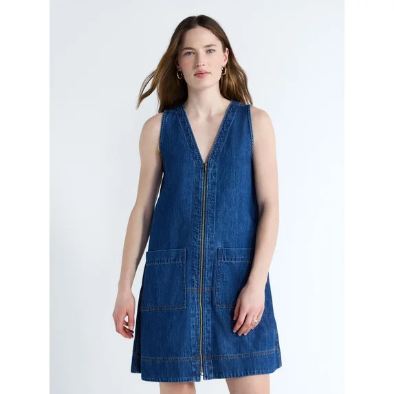Free Assembly Women's and Women's Plus Sleeveless Denim A Line Mini Dress, Sizes XS-4X | Walmart (US)