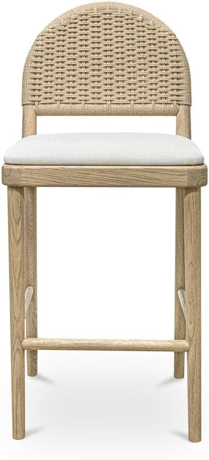 Moe's Home Collection Claire Counter Stool, Solid Oak Frame, Handwoven Paper Cord Back, Cushioned... | Amazon (US)