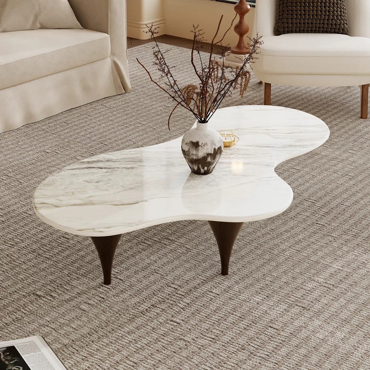 Inspired by boutique luxury interiors, this glossy stone coffee table combines sculptural design with understated elegance for a beautifully curated space. ON SALE and under $500.

Keywords:

* sintered stone coffee table
* modern coffee table
* glossy white coffee table
* sculptural coffee table
* luxury living room furniture
* contemporary coffee table
* statement coffee table
* designer inspired furniture

#LTKSaleAlert #LTKHome #LTKSeasonal