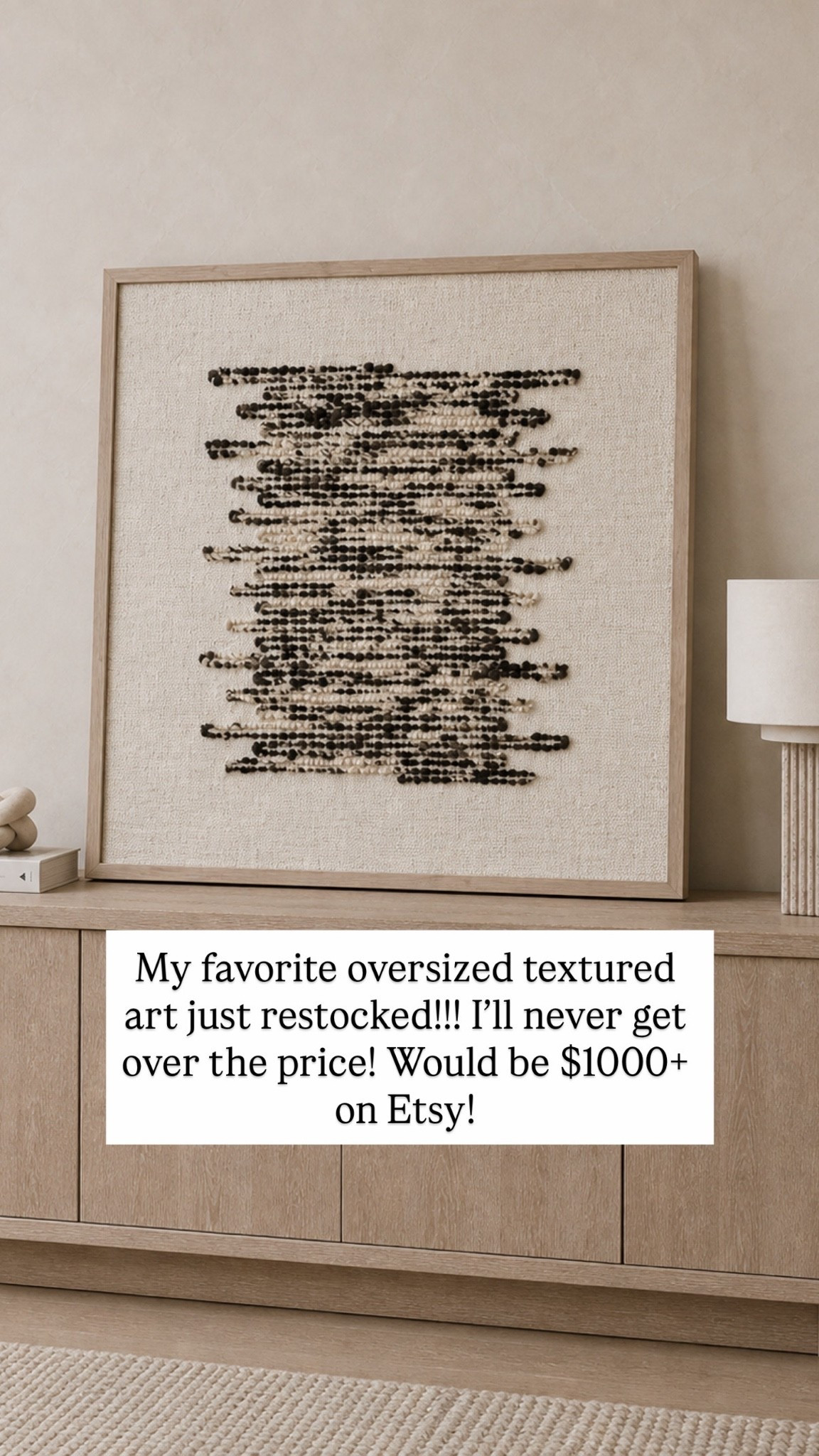 My favorite oversized textured art just restocked!!! I’ll never get over the price! Would be $1000+ on Etsy!