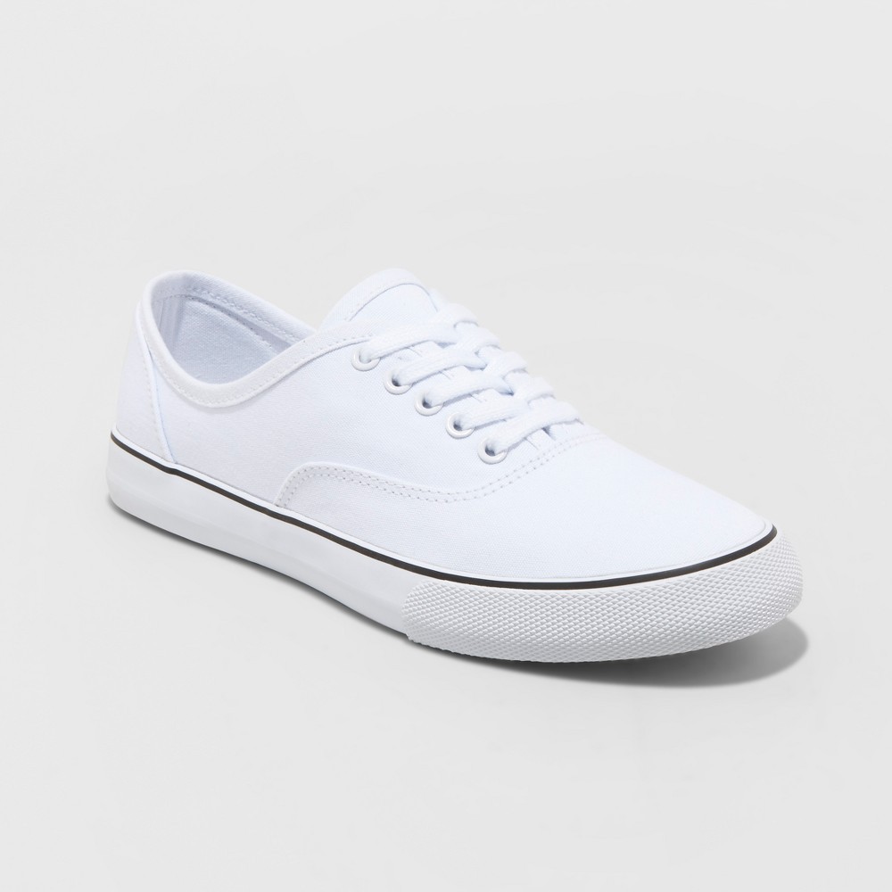 Women's Layla Lace-Up Canvas Sneakers - A New Day White 6 | Target