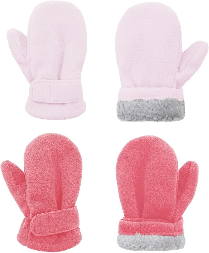 American Trends 2 Pairs Toddler Mittens Unisex Lined Fleece Gloves Winter Warm kids Mitten for Ba... | Amazon (US)