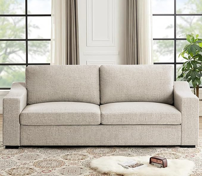 Amazon.com: ELUCHANG Oversized 85" Deep Seat Sofa, Modern Couches for Living Room, 3 Seater Natur... | Amazon (US)