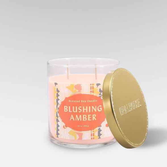 15.1oz Lidded Glass Jar 2-Wick Candle Blushing Amber - Opalhouse™ | Target