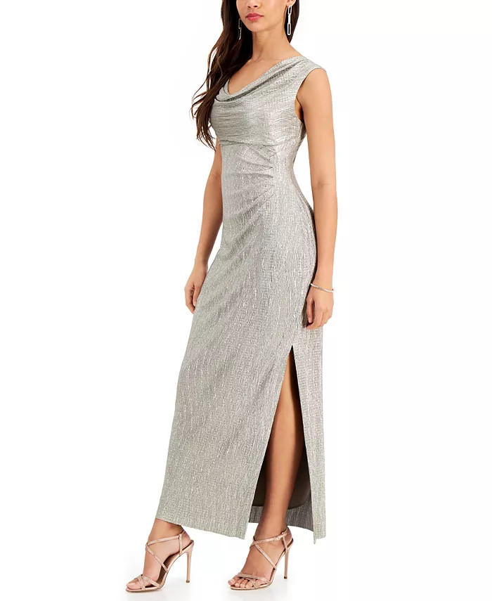 Textured Metallic Gown | Macy's