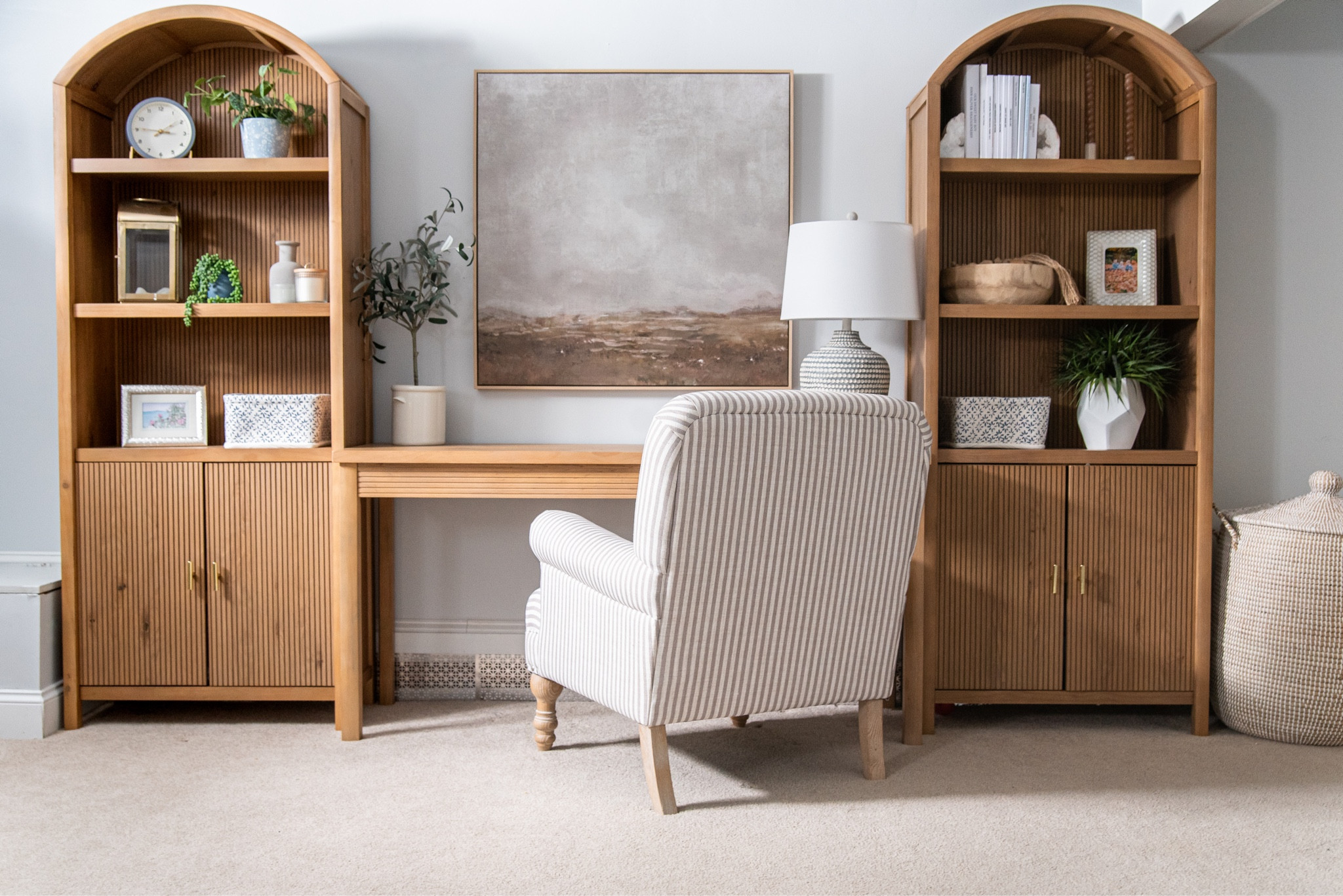 Basement work space, office space, bookcase, target, armchair, desk, lamp, cabinet, playroom, family room

#LTKhome #LTKFind