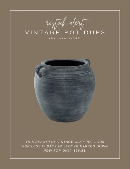This cute vintage clay pot look for less is back in stock!! 

#LTKFindsUnder50 #LTKHome #LTKSaleAlert