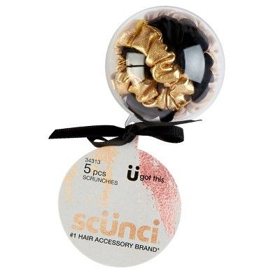 scunci Mini Scrunchies in Ornament Ball with Gold String - 5pk | Target