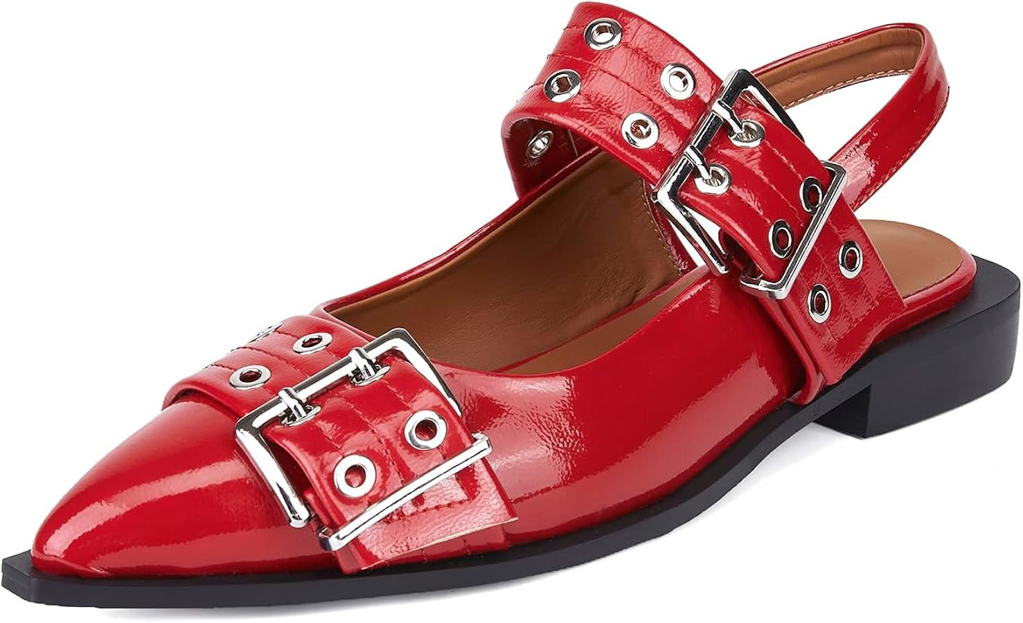 Slingback Ballet Flats for Women, Flats Closed Toe Ankle Strap Pump Shoes Flats Formal Dressy Com... | Amazon (US)