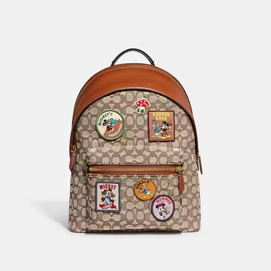 Disney X Coach Charter Backpack In Signature Textile Jacquard With Patches | Coach (US)