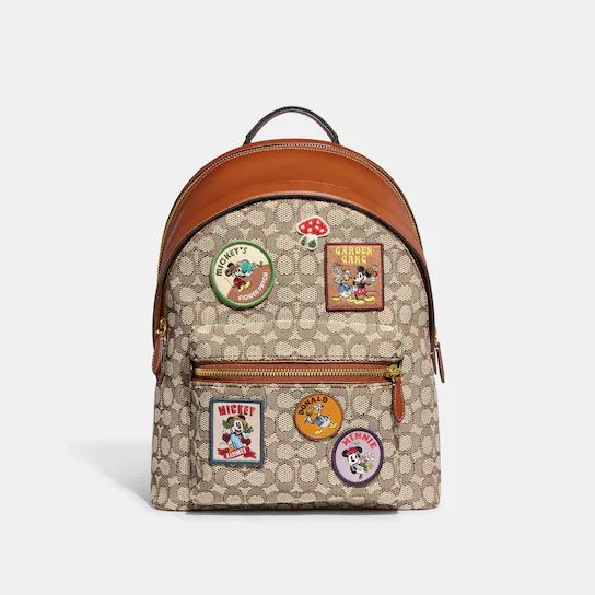 Disney X Coach Charter Backpack In Signature Textile Jacquard With Patches | Coach (US)