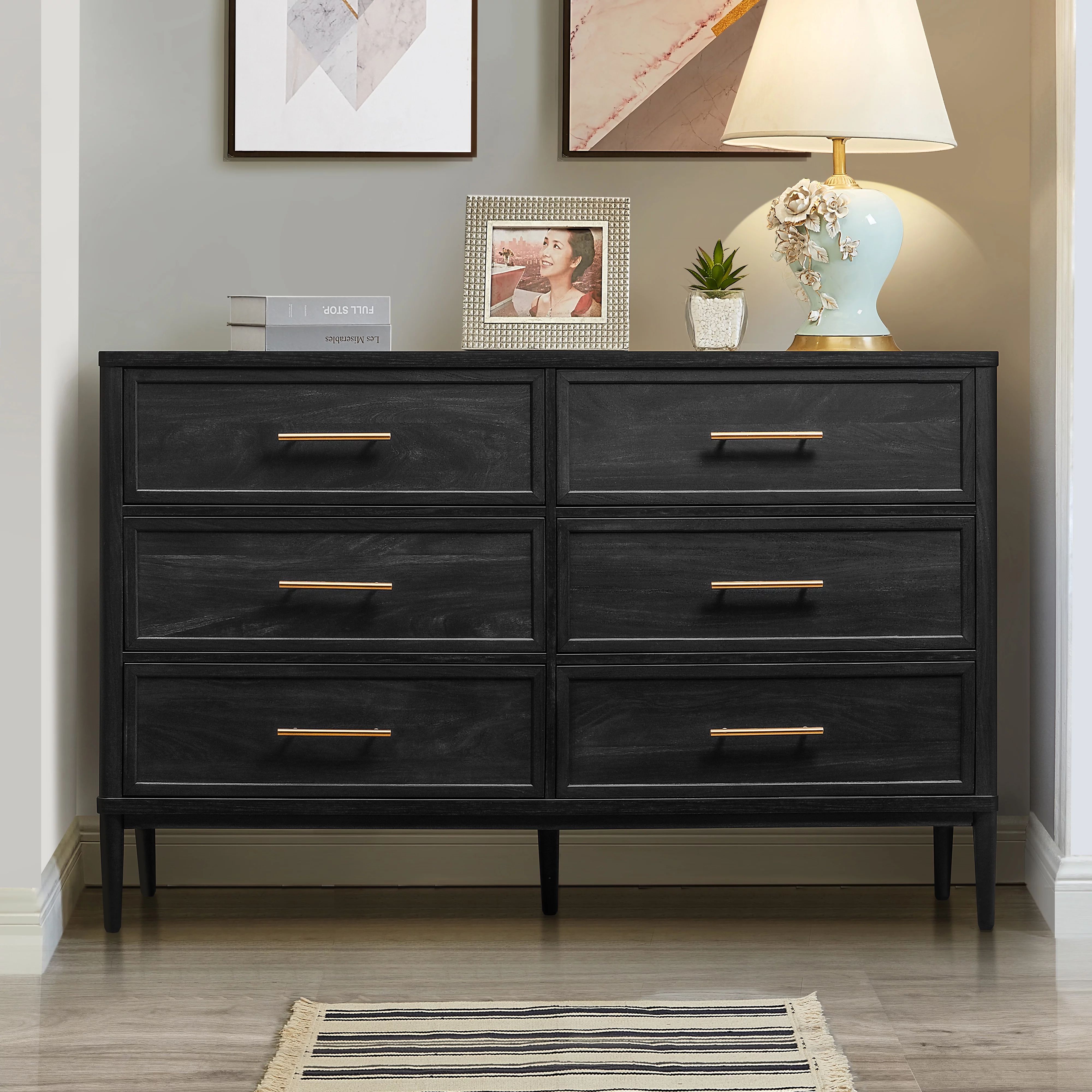 Better Homes & Gardens Oaklee 6-Drawer Dresser, Charcoal Finish | Walmart (US)