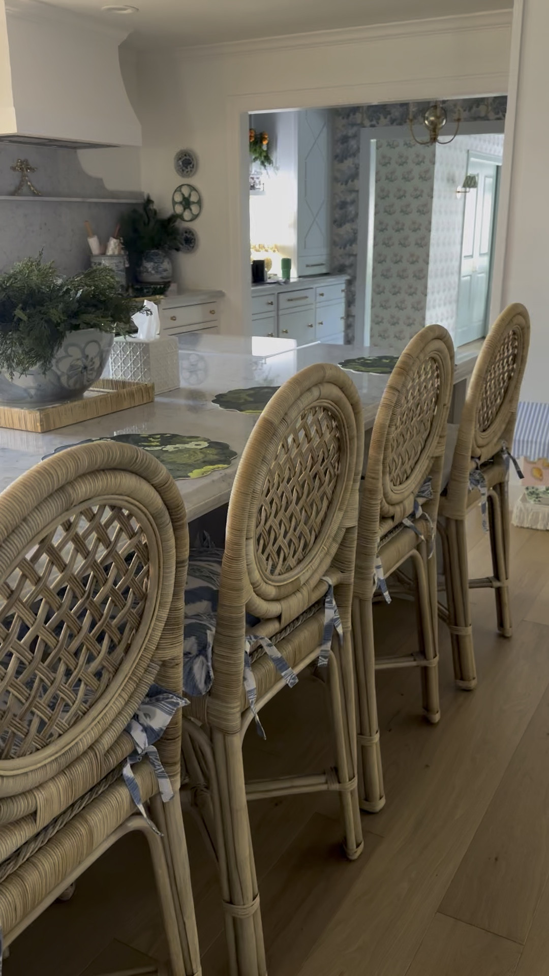 Rattan lattice back counter stools on sale! 

#LTKHome