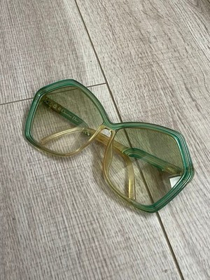 Christian Dior Vintage Sunglasses Green Gold Big Frame Square Germany Y2K Retro | eBay US