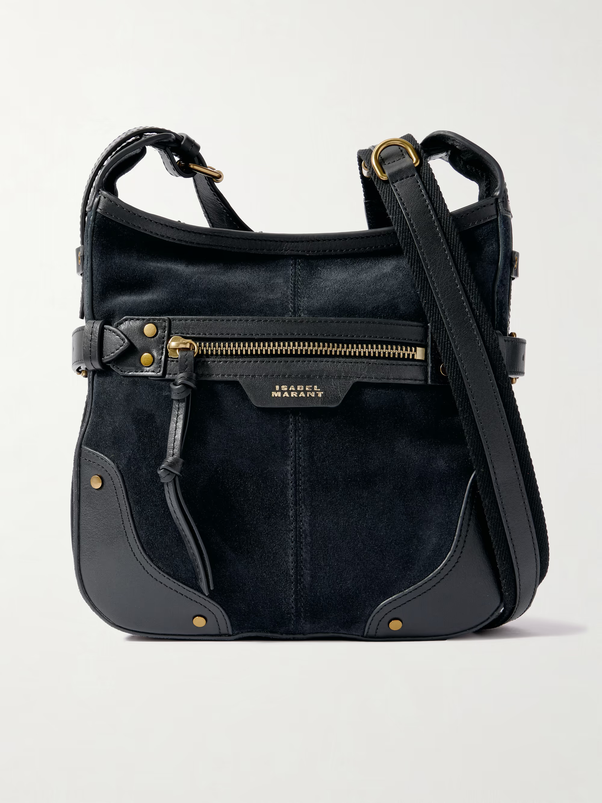 ISABEL MARANT Sierra studded leather-trimmed suede shoulder bag | NET-A-PORTER | NET-A-PORTER (UK & EU)