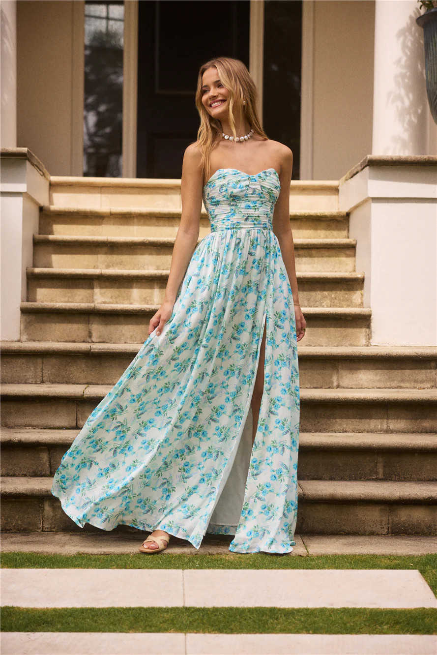 Dainty Events Strapless Maxi Dress Blue | Fortunate One