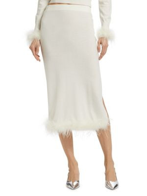 Louise Feather-Trim Wool Skirt | Saks Fifth Avenue OFF 5TH