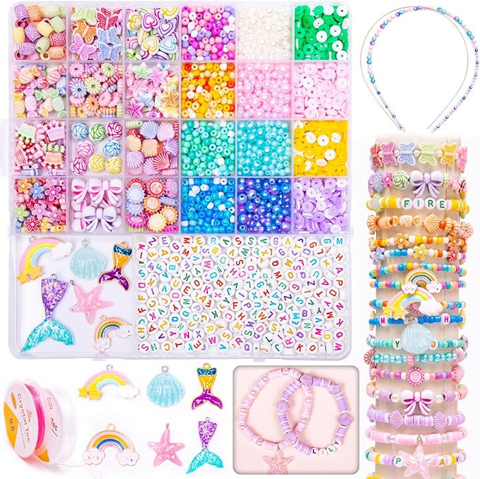 MiuCo Bracelet Making Kit for Kids Girls - Cute Beads for Jewelry Making Kit with Charms - Arts a... | Amazon (US)