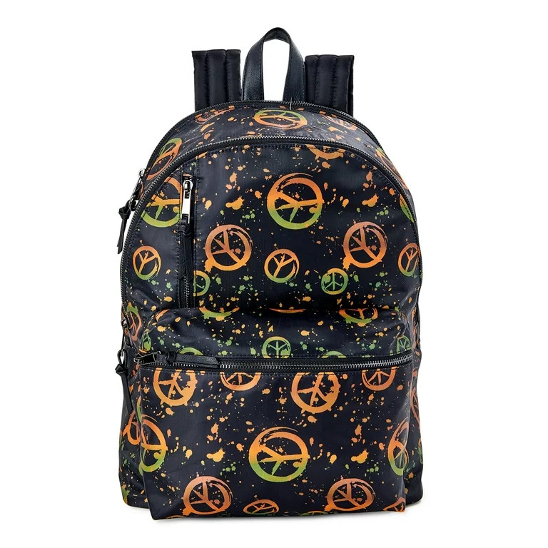 No Boundaries Women's Dome Zip Backpack Black Peace Sign | Walmart (US)