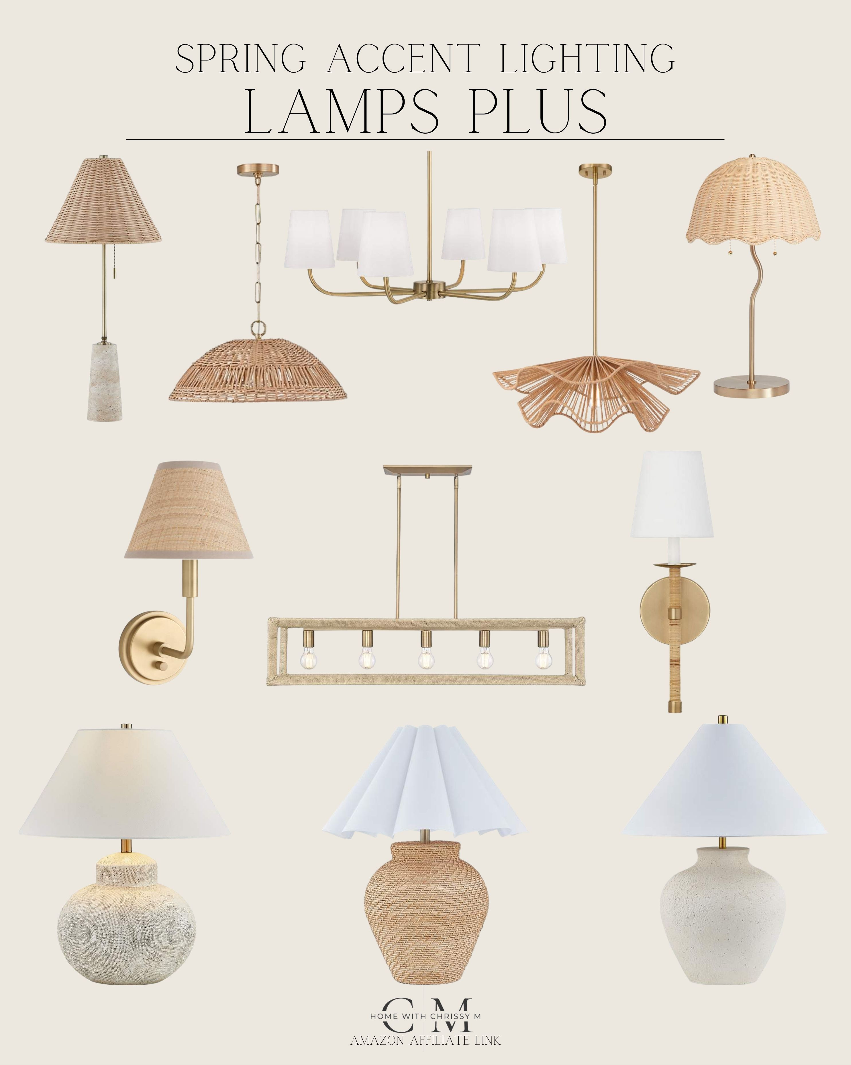 The prettiest spring accent lighting from Lamps Plus!
Rattan Table Lamps / Rattan Sconces / Rattan Chandelier / Brass Lighting / Brass Table Lamps / Brass Sconces / Textured Table Lamps / Modern Accent Lighting / Neutral Home Decor /  

 

#LTKSeasonal #LTKHome