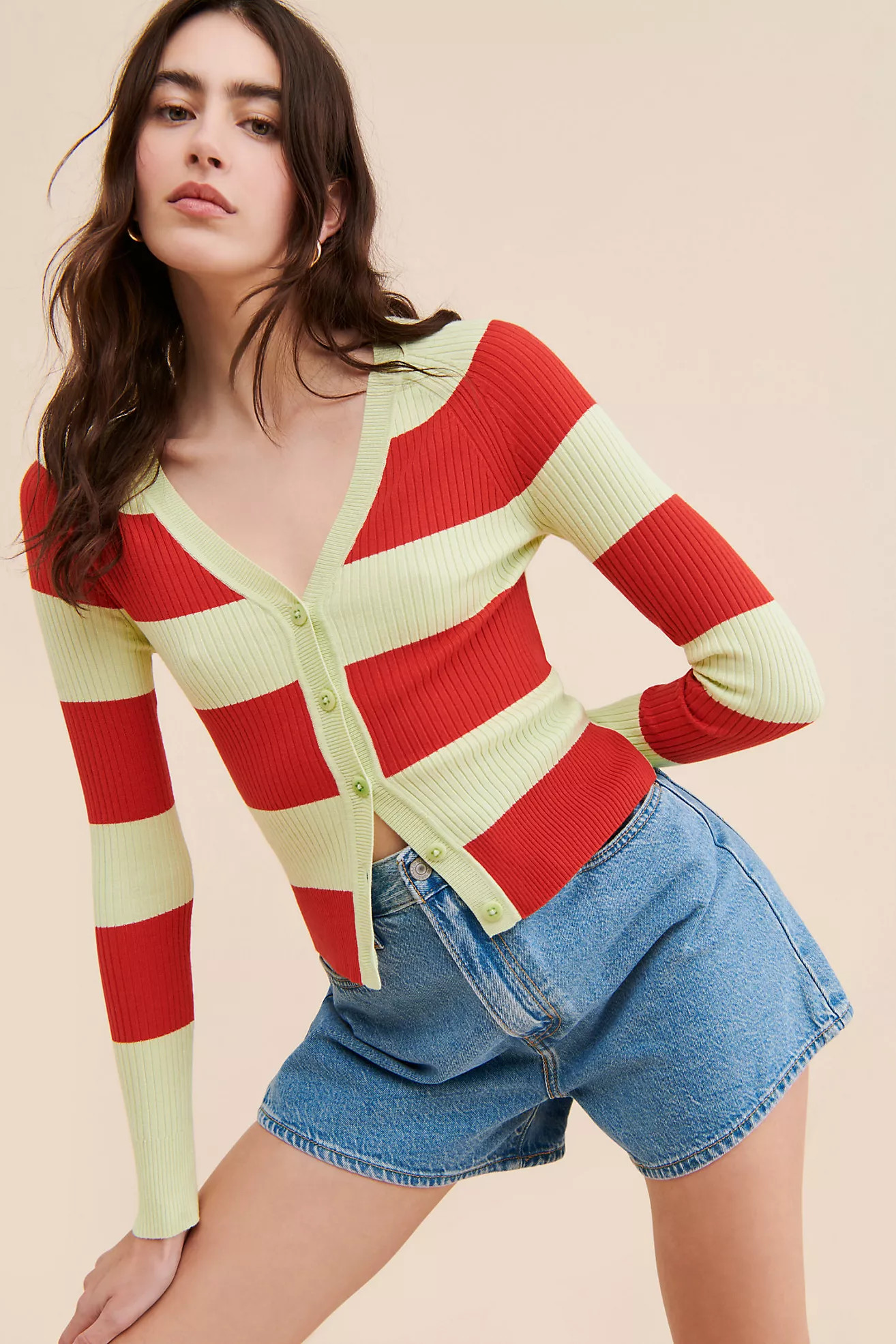 Maeve Slim Rib Cardigan Sweater | Anthropologie (US)