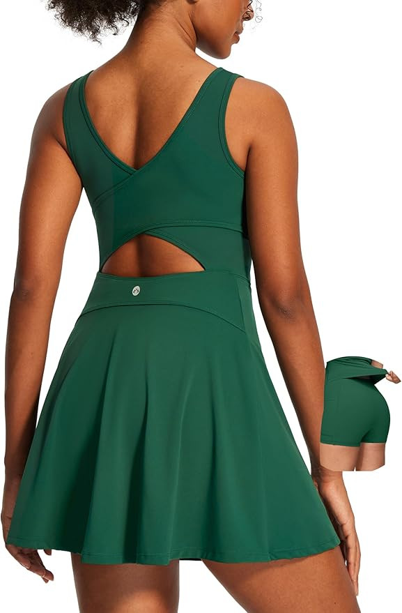 Heathyoga Athletic Dress for Women Easy Peasy Tennis Dress with Shorts Underneath Workout Active ... | Amazon (US)