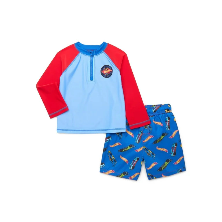 Character Toddler Boy Zip Rash Guard and Swim Shorts Set, 2-Piece, Sizes 12M-5T | Walmart (US)