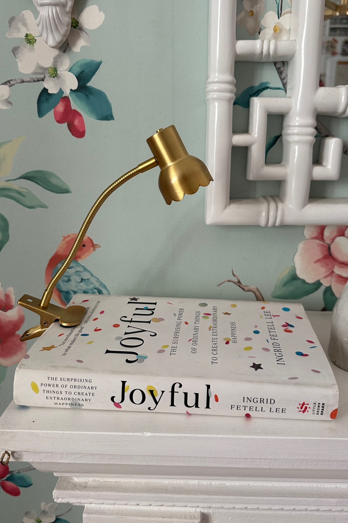 The cutest reading light and what I’m currently reading. Joyful is SO good!
