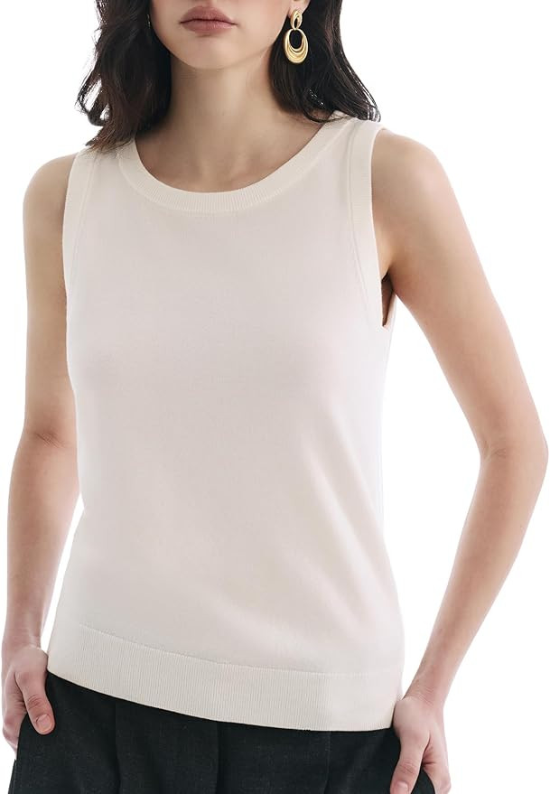 Women's Sleeveless Casual Summer Sweaters Crew Neck Lightweight Tank Top 2026 Tops for Women | Amazon (US)