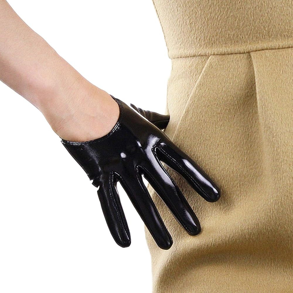 DooWay Fashion Short Leather Gloves for Women Costume Wet Look Faux Patent PU Driving Dress Glove... | Amazon (US)