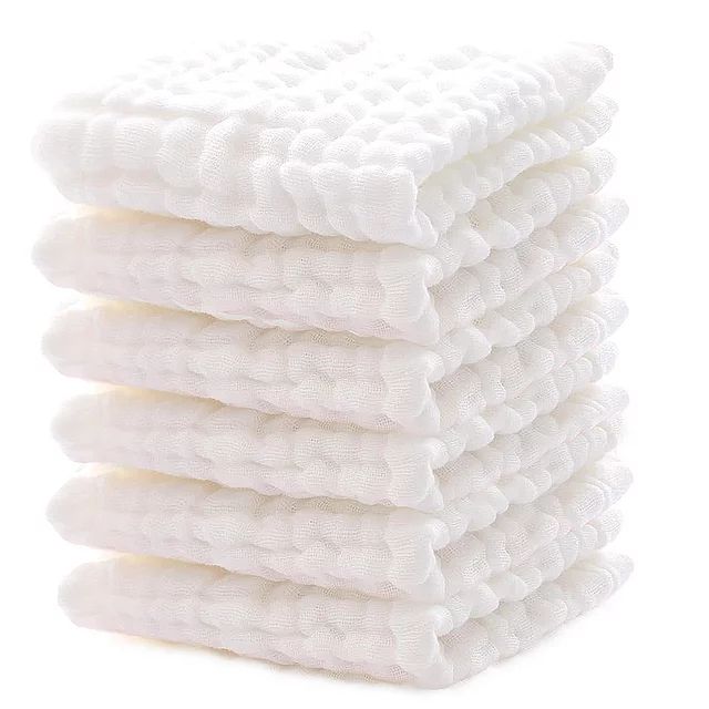 Baby Muslin Washcloths Soft Cotton Face Towels 6 Pack Wash Cloths for Baby Absorbent Baby Wipes 1... | Walmart (US)