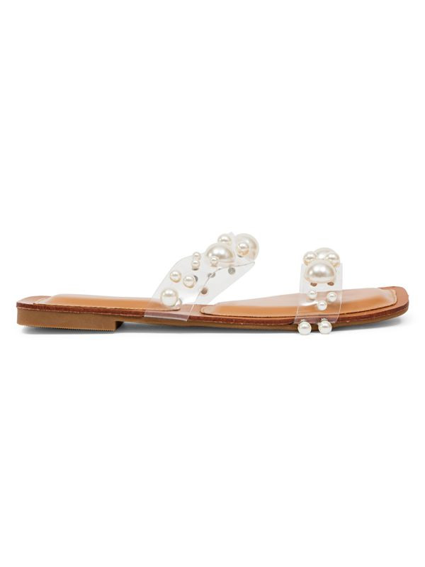 Elegant Faux Pearl Flat Sandals | Saks Fifth Avenue OFF 5TH