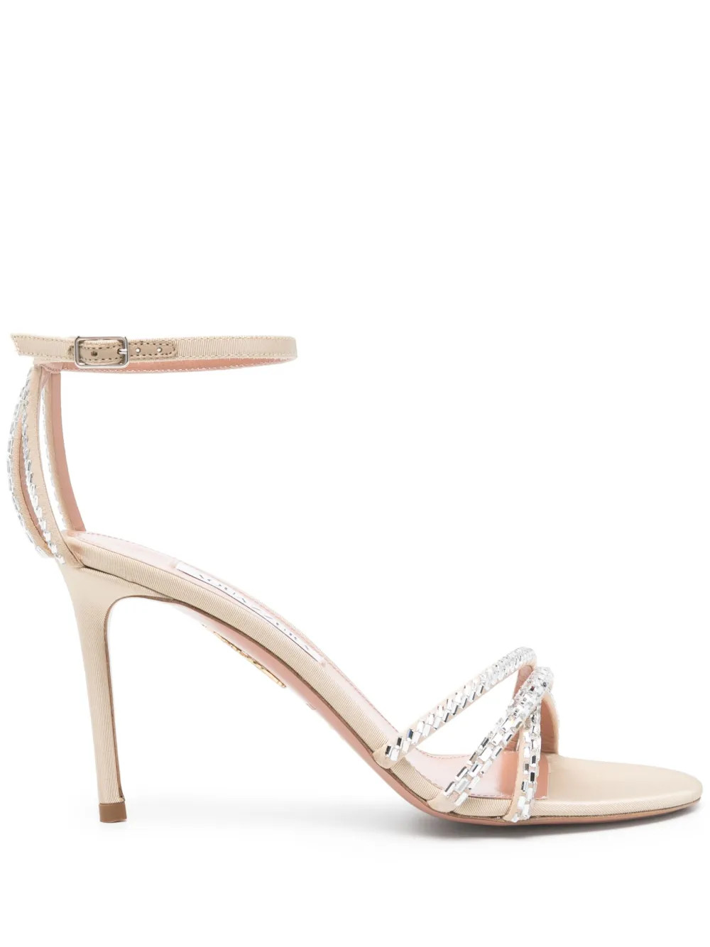 Aquazzura round-toe Embellished Sandals | Neutrals | FARFETCH UK | Farfetch Global