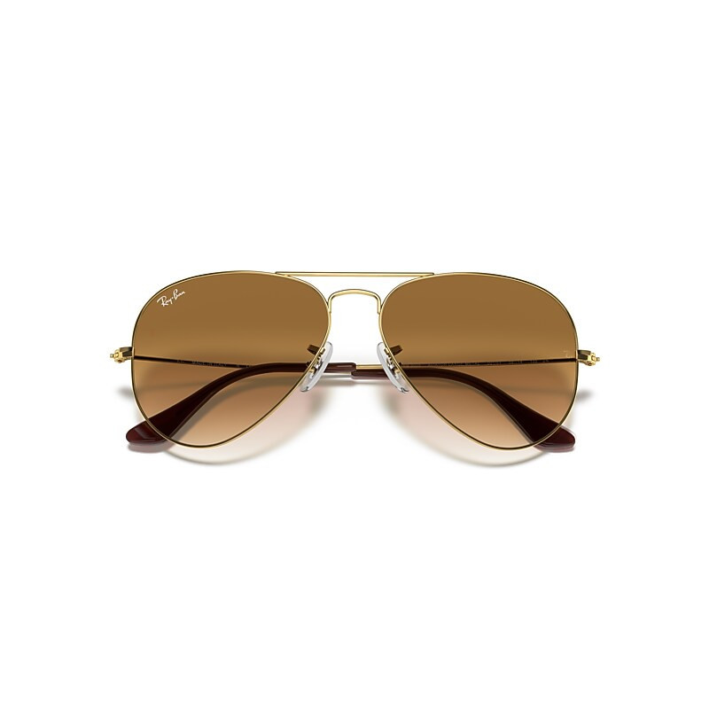 Ray-Ban Aviator Gradient Sunglasses Arista Gold Frame Brown Lenses 55-14 | Ray-Ban (US)