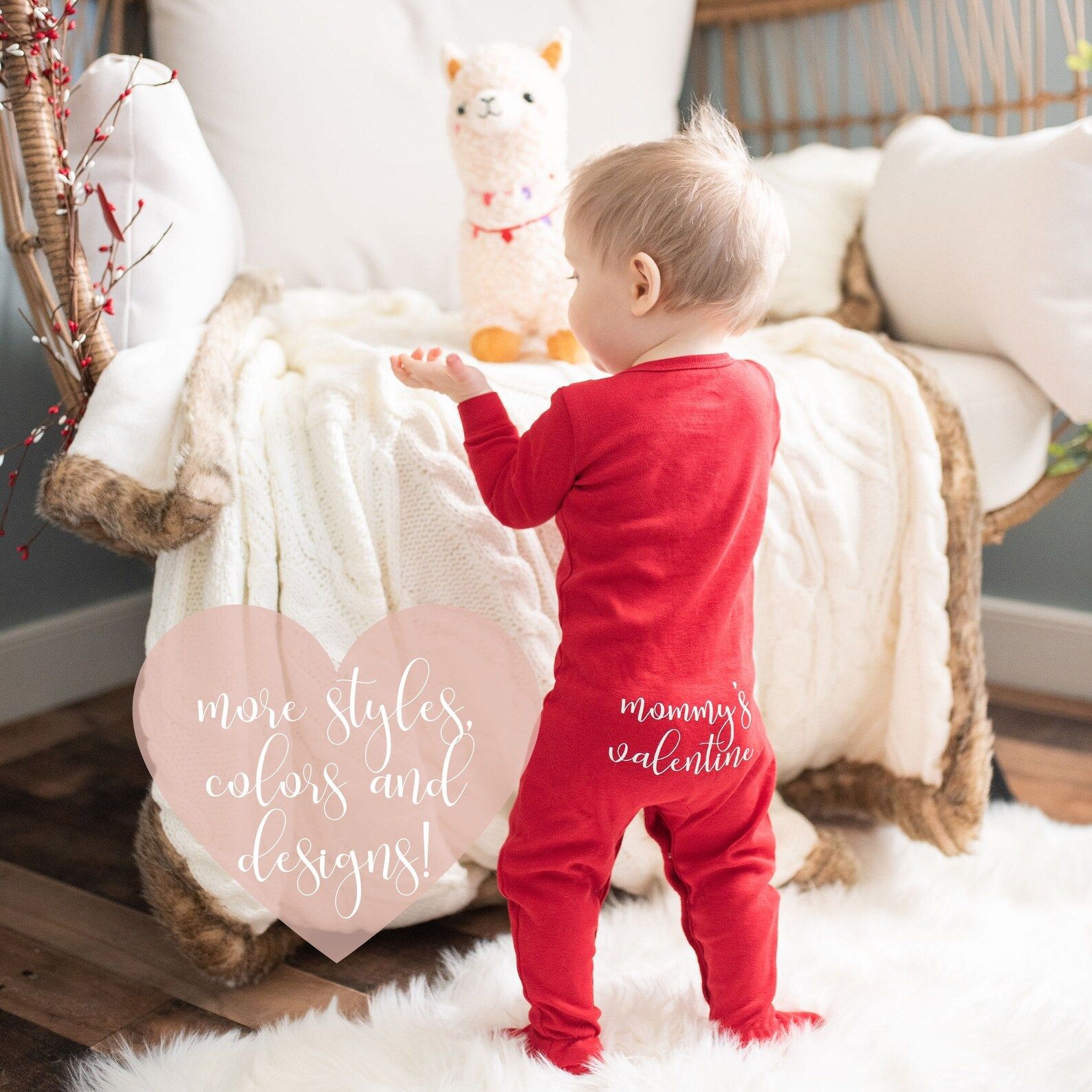Toddler Zip Footie Valentine's Pajamas, Valentine’s Day Gift, Valentine for Baby, Personalized ... | Etsy (US)
