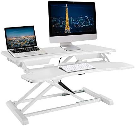 TechOrbits Standing Desk Converter - 32" Height Adjustable White Stand Up Desk Riser - Sit to Sta... | Amazon (US)