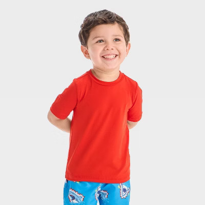 Toddler Boys' Short Sleeve Rash Guard Top - Cat & Jack™ Red | Target