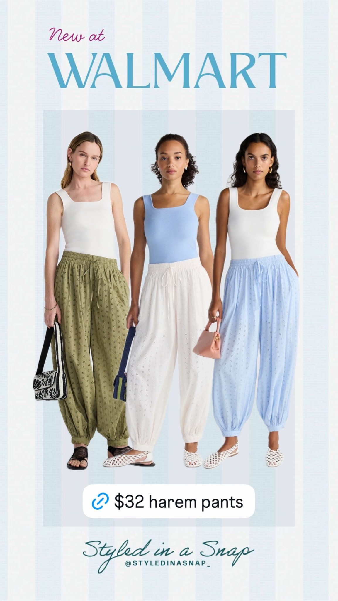 Obsessed with these eyelet harem pants, new arrivals at Walmart! ￼

#LTKSeasonal #LTKOver40