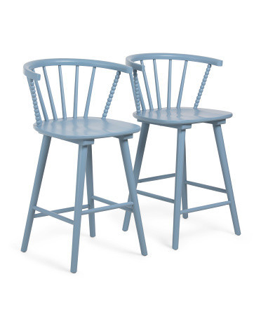 Set Of 2 18X37 Spindle Back Counter Stools | TJ Maxx