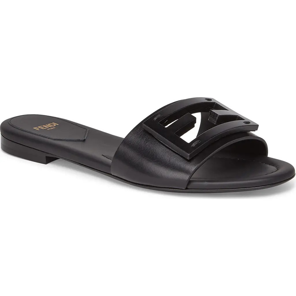 Fendi Signature Logo Slide Sandal in Black at Nordstrom, Size 9.5Us | Nordstrom