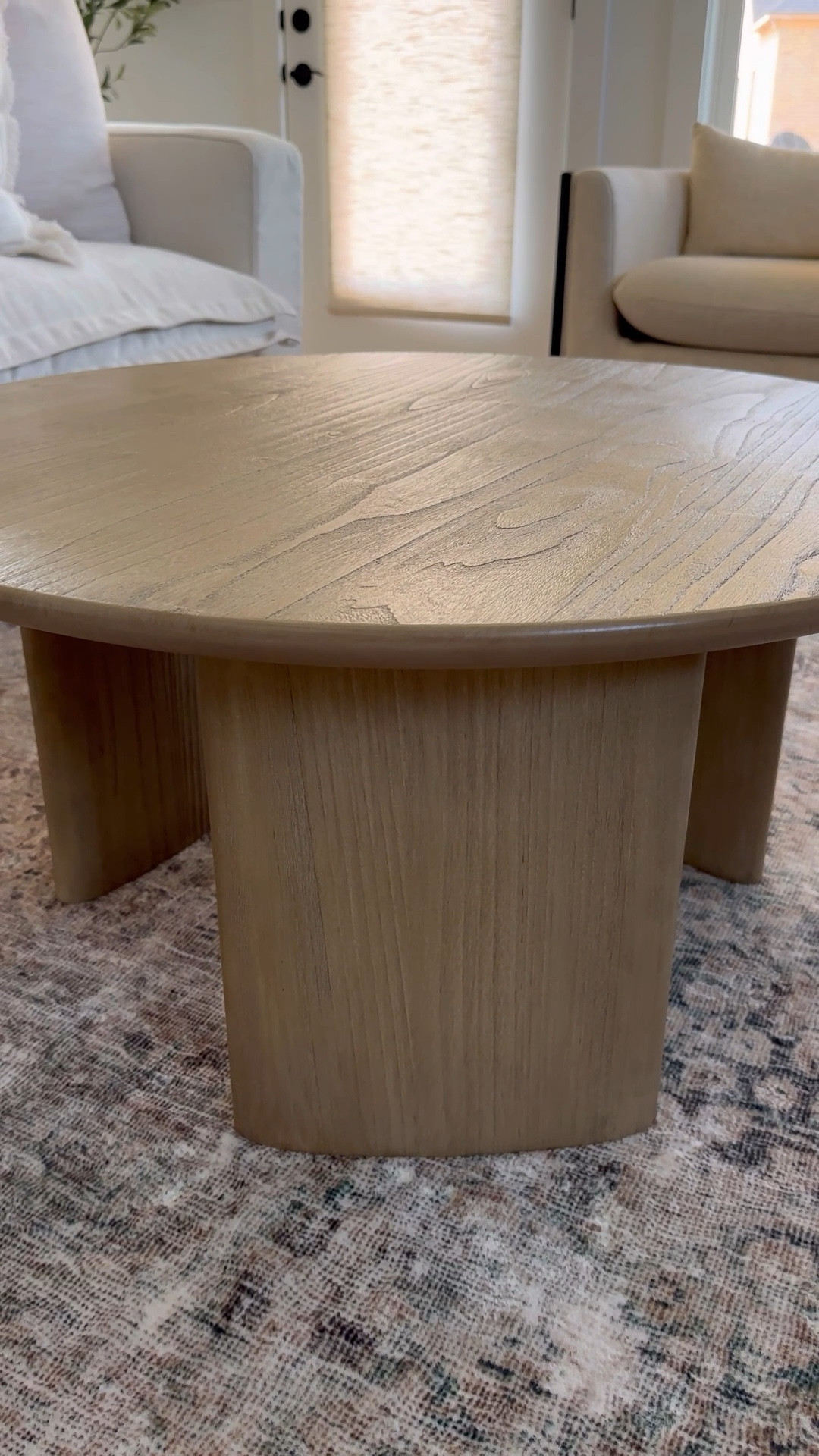 One of my favorite furniture purchases by far! I’m EXTREMELY impressed with the quality for the price!!! 🤯 Sign up for text alerts to get a 15% coupon which brings the price down to under $300!! 👀 👀
#coffeetable #roundcoffeetable #livingroom #oakcoffertable #livingroomdecor 

#LTKHome #LTKSaleAlert #LTKVideo