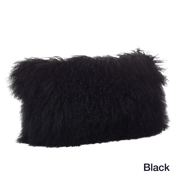 Wool Mongolian Lamb Fur 12 x 20 Decorative Throw Pillow | Bed Bath & Beyond