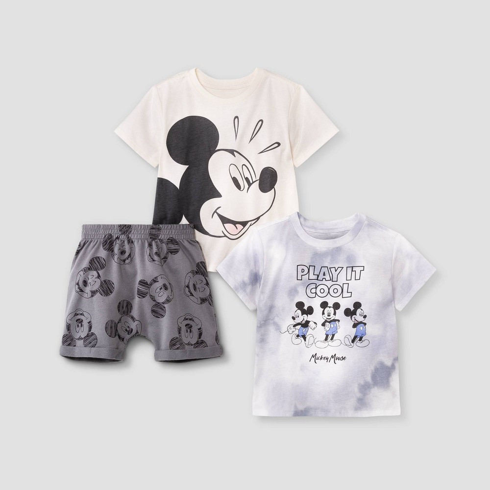Toddler Boys' 3pc Mickey Mouse Top and Bottom Set - Off-White/Gray 2T | Target
