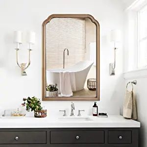 WallBeyond Farmhouse Bathroom Mirrors for Wall Mounted, 24" x 36" Rustic Wood Frame Wall Mirrors ... | Amazon (US)