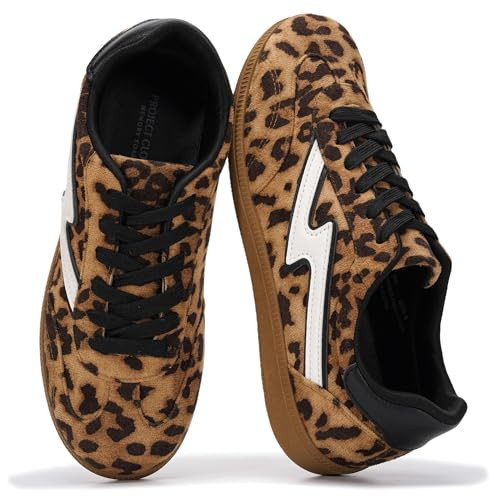 Project Cloud Non-Slip Fashion Sneakers for Women, Lace-Up Shoes Leopard | Amazon (US)