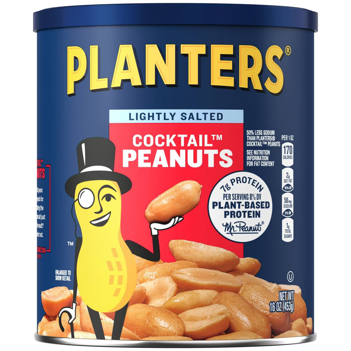 Planters Lightly Salted Made With Sea Salt Cocktail Peanuts - 16oz | Target