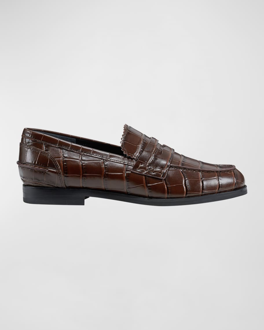 Marc Fisher LTD Milton Croco Penny Loafers | Neiman Marcus