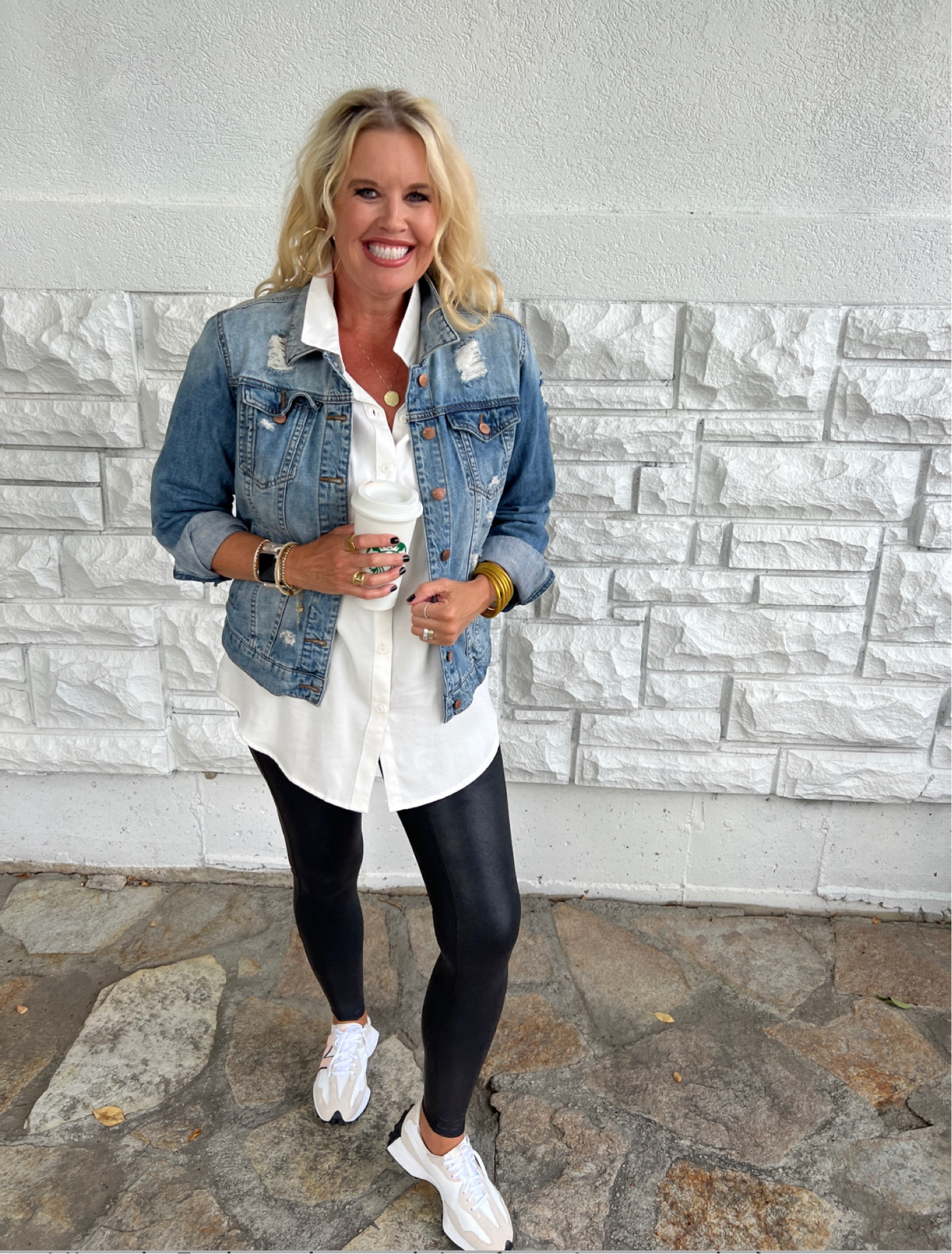 Nordstrom sale alert 
Spanx leggings & new balance sneakers 

So many ways to wear Spanx leggings 
Here’s one way! 

Spanx leggings tts

Kut from Kloth denim jacket

New balance Tennis shoes on sale Nsale  ( these come and go in out of stock often and you can get on wait list if they sold out!) 

I share them often, and when they restock!

Miranda Fry bracelets and ring (wearing everyday)
Kendra Scott hoops
Buddha bracelets 



#LTKSaleAlert #LTKxNSale #LTKSummerSales