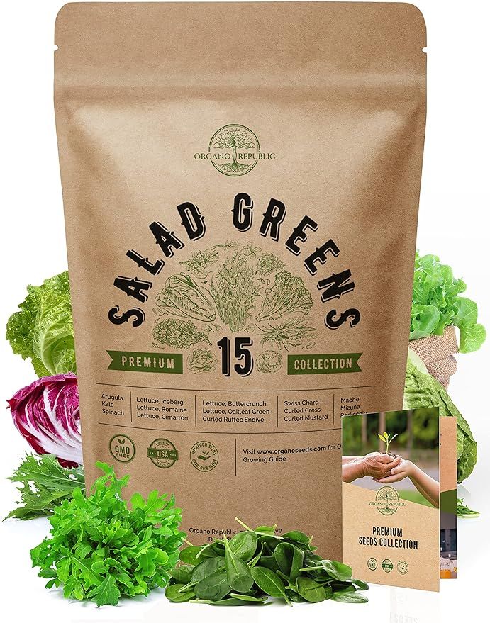 15 Lettuce & Salad Greens Seeds Variety Pack 7500+ Non-GMO Heirloom Lettuce Seeds for Planting In... | Amazon (US)