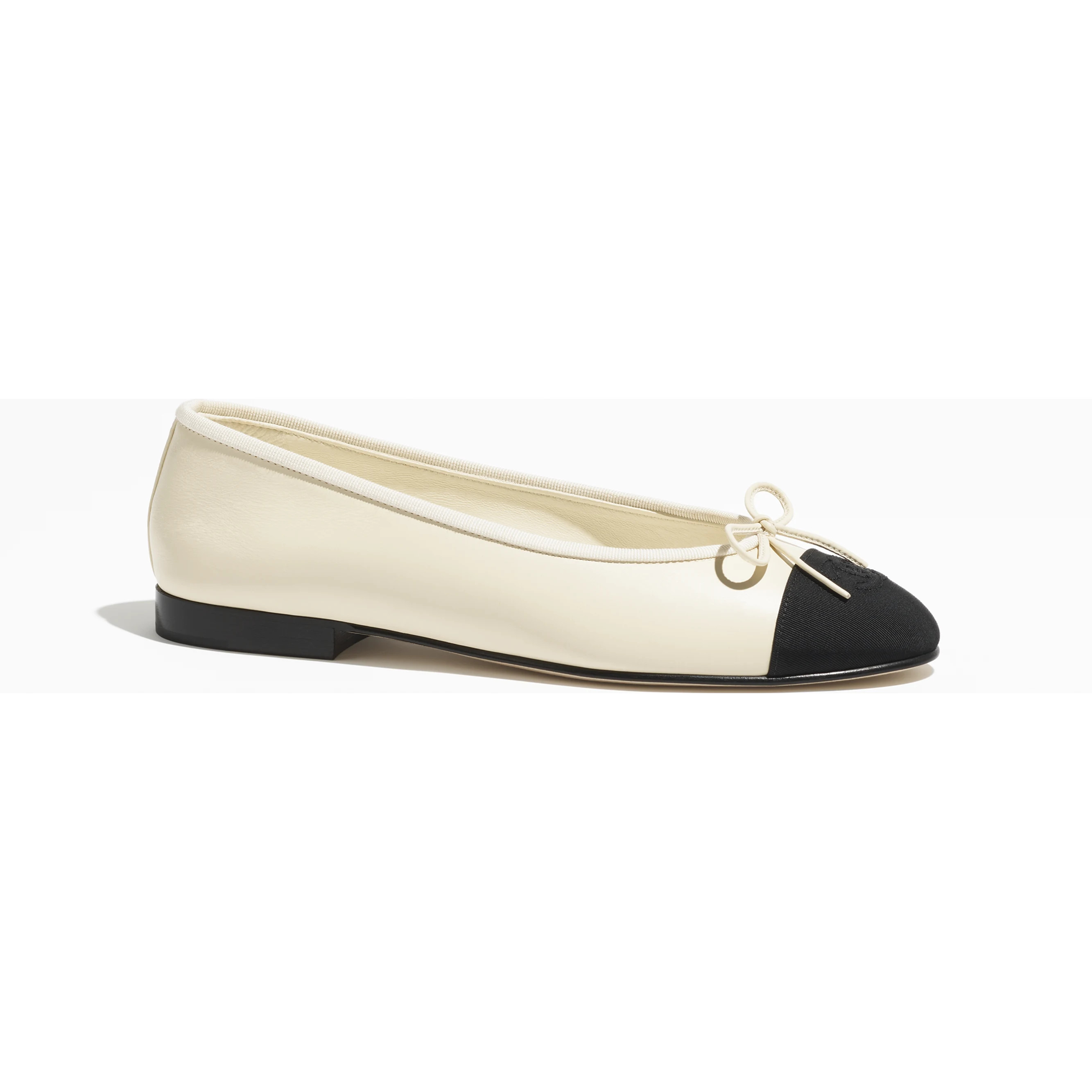 Ballet flats - Calfskin & grosgrain, ivory & black — Fashion | CHANEL | Chanel, Inc. (US)